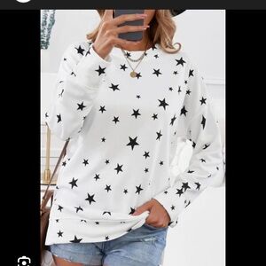 PICK ANY 3 ITEMS FOR $10 - LaBella Star Print White Sweatshirt